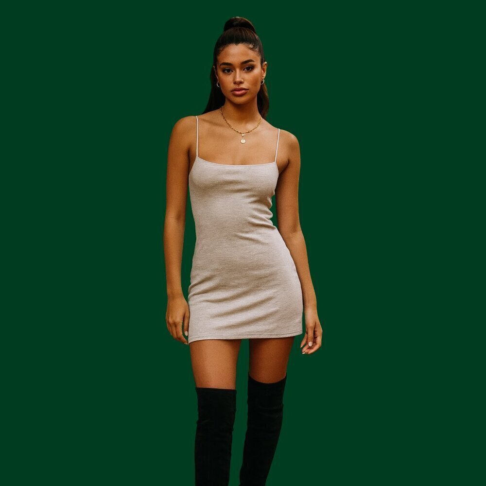 Wilfred Free (Aritzia) Light Grey Bodycon Mini Slip Dress | Size S